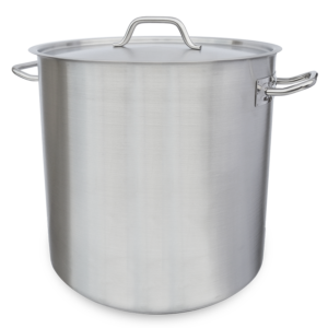 Tall silver pot with lid and handles